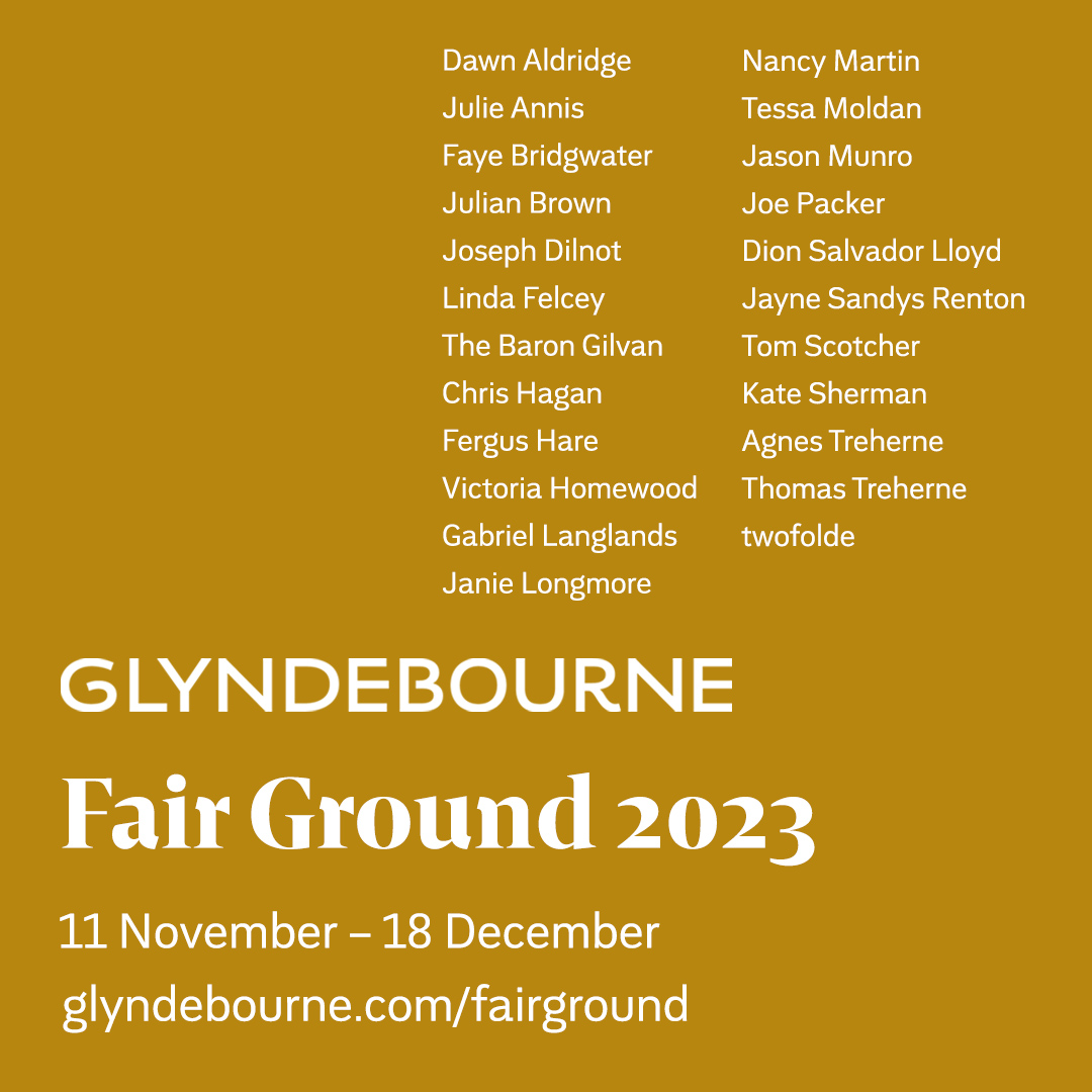 Really pleased that our annual exhibition of Sussex artists, FAIR GROUND, opens for the 4th year @glyndebourne today! The strongest show yet w/ beautiful and arresting work from recent graduates & established names. Proceeds support #NoOrdinaryOpera. glyndebourne.com/fairground