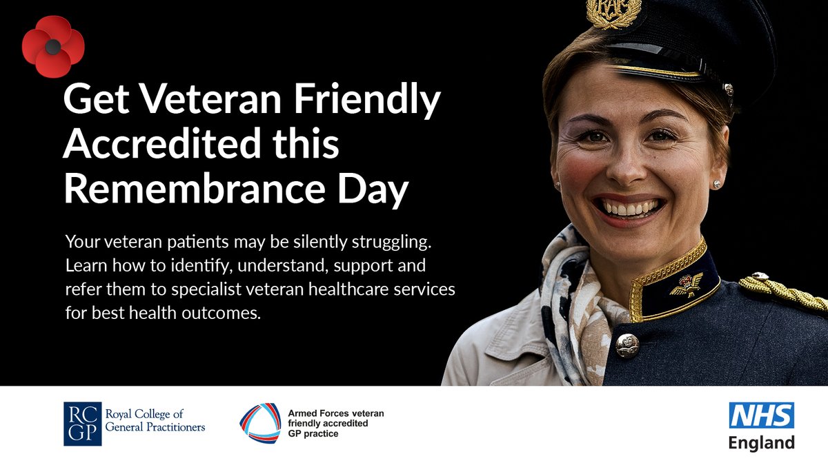 Stop the silent health struggle that many veterans are facing.

Signing up for the Veteran Friendly Accreditation scheme takes just 20 minutes but can make a huge difference, improving health outcomes and reducing repeat appointments. ➡️ rcgp.org.uk/veterans #VeteranFriendlyGP