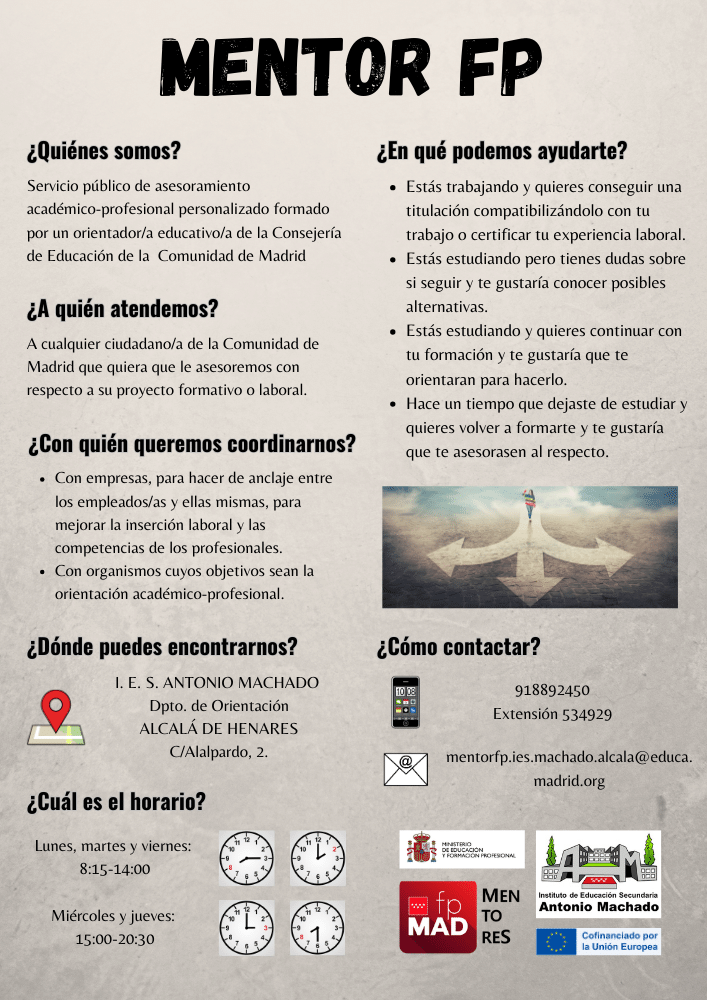 IESAMachado's tweet photo. Este curso somos centro piloto con la actividad del nuevo MentorFP en el IES Antonio Machado #mentorfp #iesantoniomachado #orientacion #fpantoniomachado #formacionprofesional https://t.co/boSI9M4197