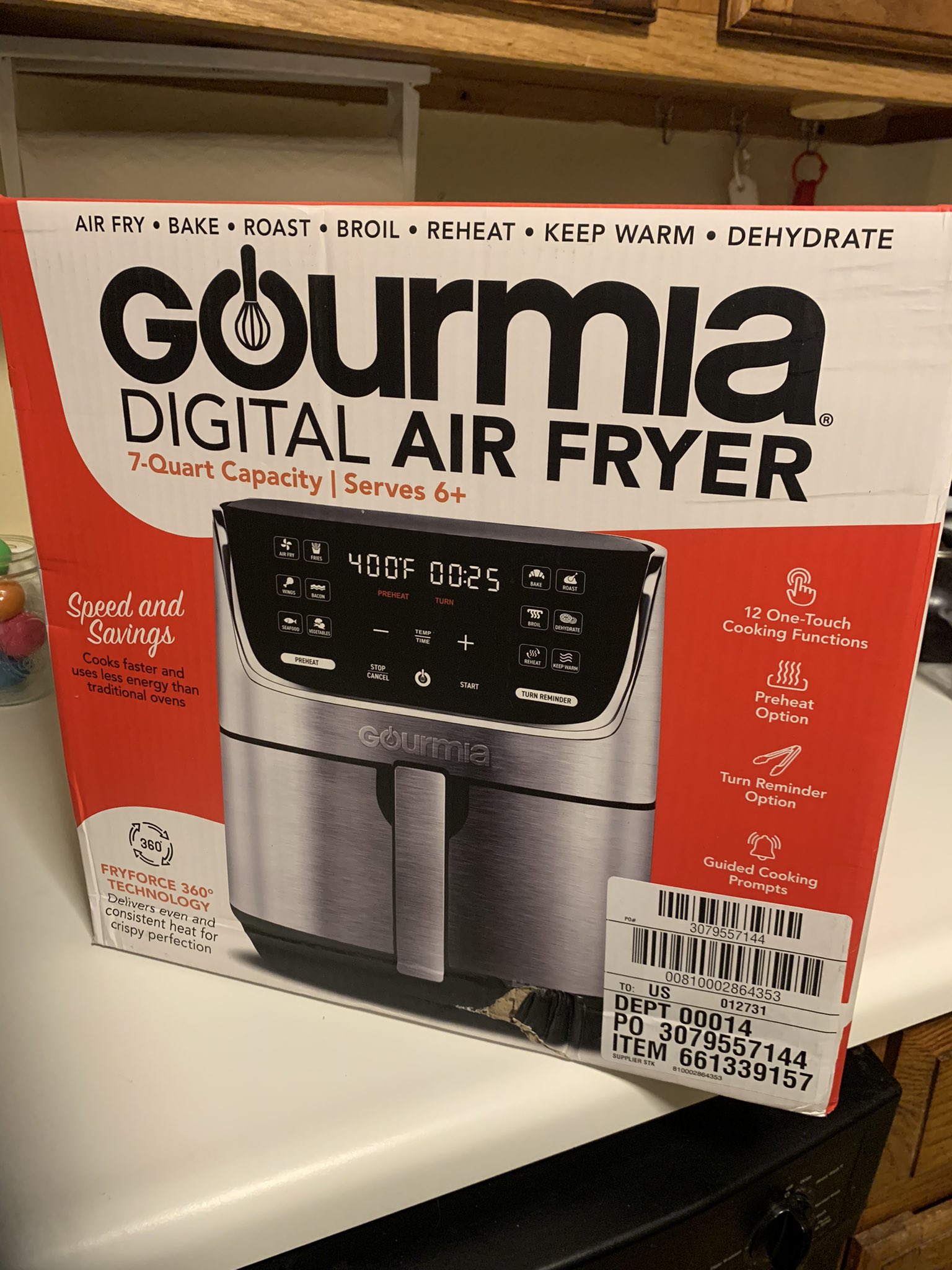 Gourmia 8-Quart Digital Air Fryer, with 12 One-Touch Functions