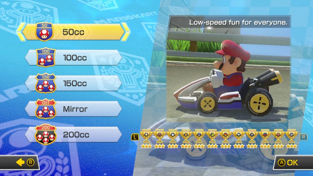 Spectre583's tweet image. MARIO KART 8 DELUXE BOOSTER COURSE PASS 100%!!! So happy to have 3 stared all courses! #MK8D #NintendoSwitch