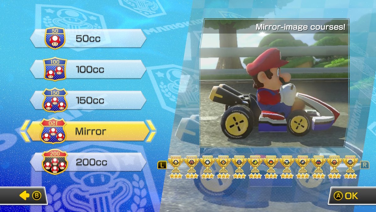 Spectre583's tweet image. MARIO KART 8 DELUXE BOOSTER COURSE PASS 100%!!! So happy to have 3 stared all courses! #MK8D #NintendoSwitch