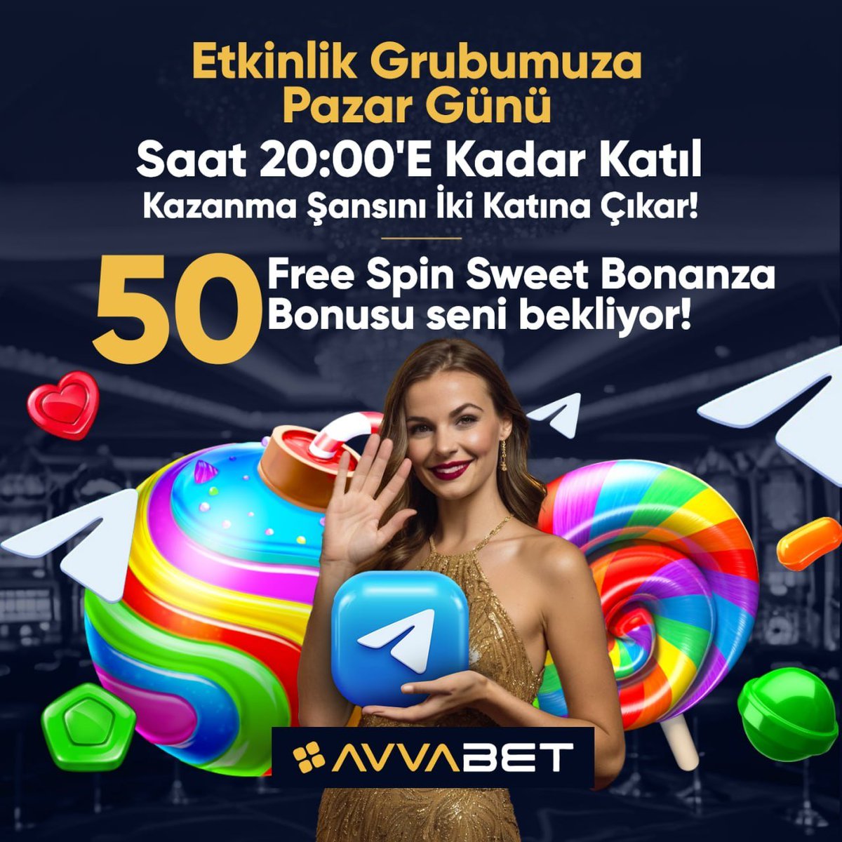 AvvabetResmiii's tweet photo. 💰Bu Pazar Özel Telegram Etkinliğimizde 50 Freespin Kazanma Şansını Yakalayın!

🌟 Heyecan dolu bir Pazar günü geçirmeye hazır mısınız? Telegram etkinlik ve sohbet grubumuza katılın ve kazanma şansınızı iki katına çıkarın! Bu hafta sonu, 20:00'a kadar grubumuza katılan abone/üye sayısı  kadar şanslı katılımcıya özel bir promosyon kodu sunuyoruz

💫 Telegram grubumuz, eğlence ve sohbetin yanı sıra, en son promosyonlar, oyun ipuçları ve özel etkinlikler hakkında bilgi alabileceğiniz bir yer. Bu eşsiz fırsattan yararlanmak için tek yapmanız gereken Telegram grubumuza katılmak!

🚀 Etkinlik Detayları:

Tarih: Bu Pazar
Son Katılım Saati: 20:00
Ödül: 50 Freespin 

🔥 Sosyal medya kanallarımızdan da etkinlik hakkında güncellemeleri takip edebilirsiniz. 
📣Duyurularımızı kaçırmayın!

🌐 Hemen katılın, şansınızı artırın ve bu benzersiz promosyonun tadını çıkarın. Telegram grubumuzda sizleri görmek için sabırsızlanıyoruz!