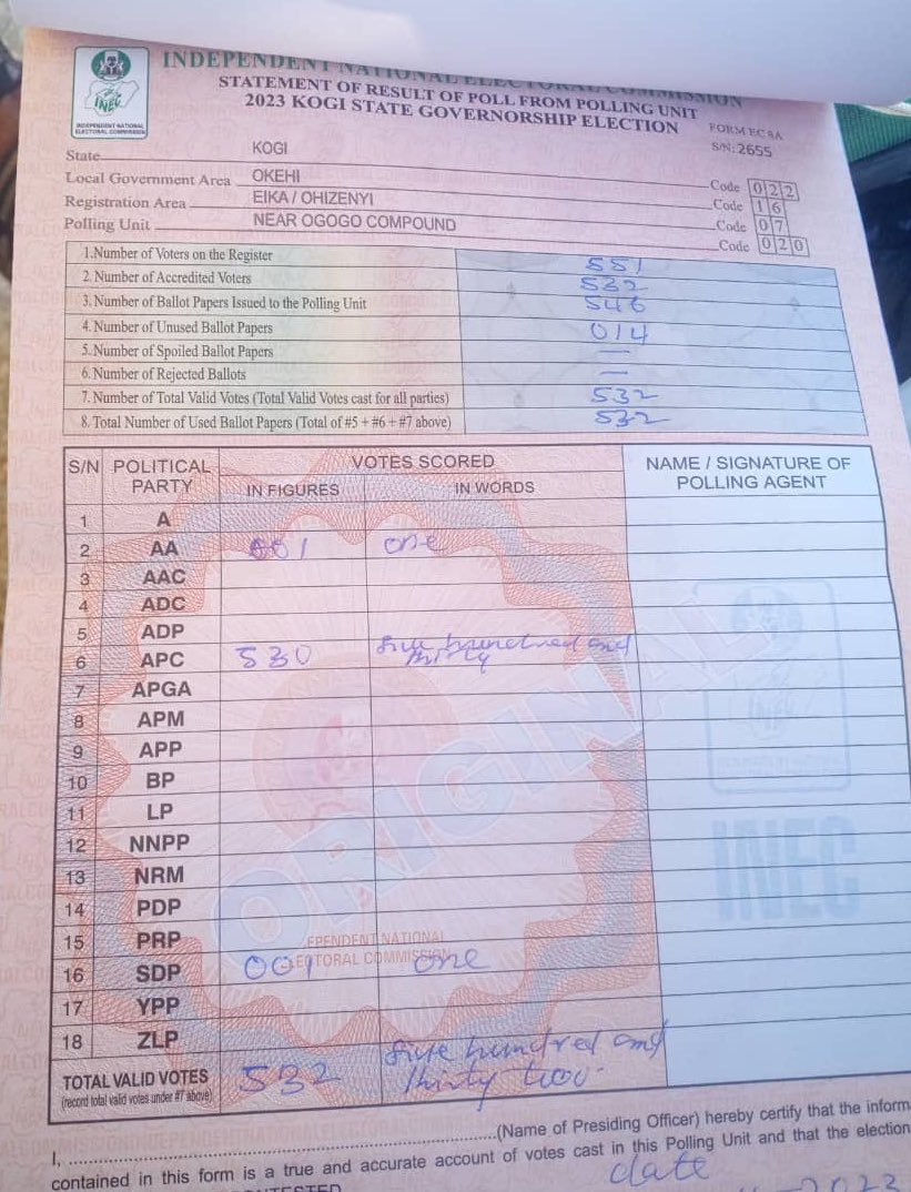 MissPearls's tweet photo. Another result from  Kogi! 

Elections have still not started, INEC staff are yet to arrive but form EC8As are already completed. 

Results are ready, what a miracle! 😂😂 https://t.co/DxHdNw2naS