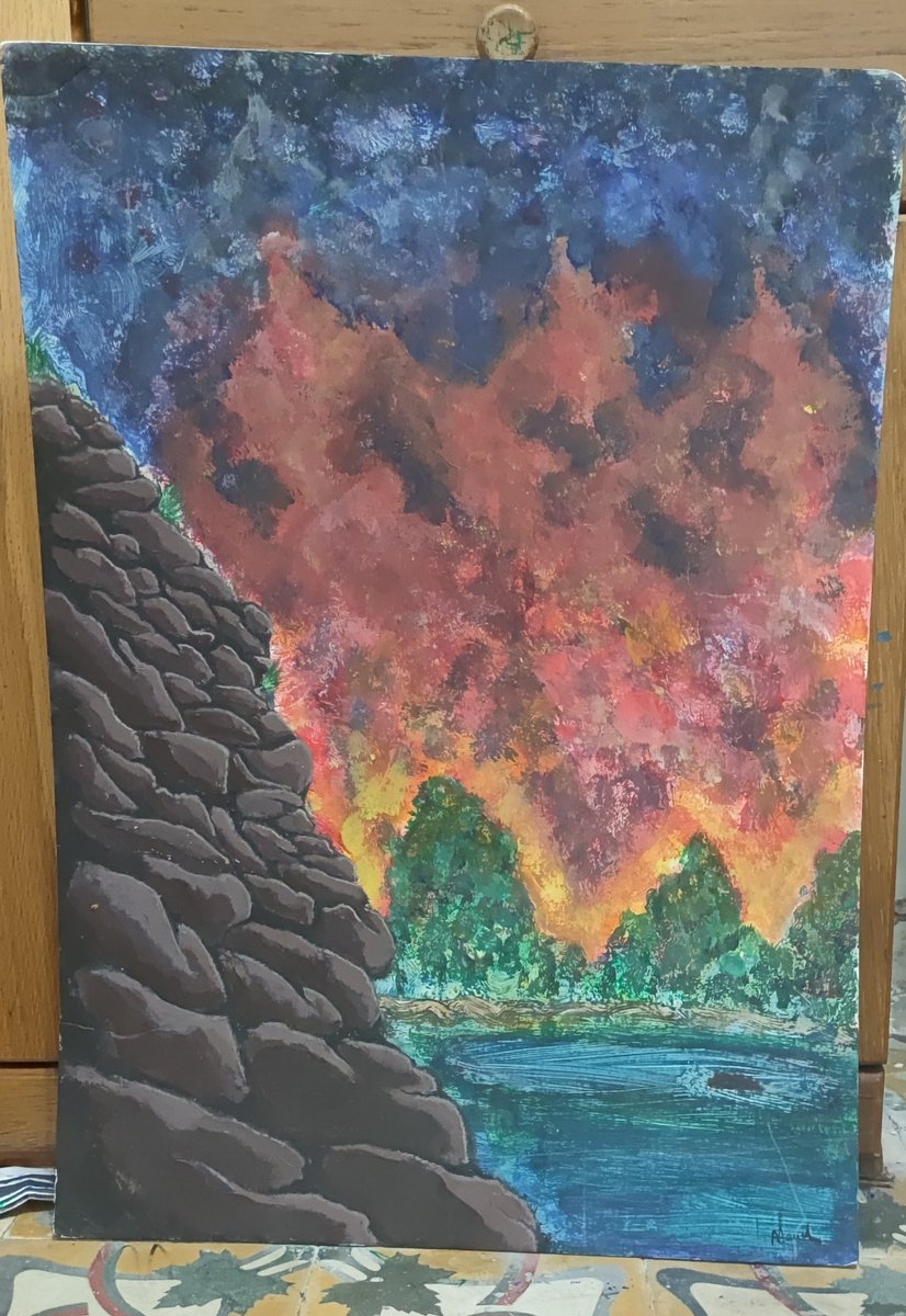 This is one of my first paintings. The rocks where a huge pain in the ass to paint 😅#traditionalpaintings
#acrylicpainting #traditionalmedia