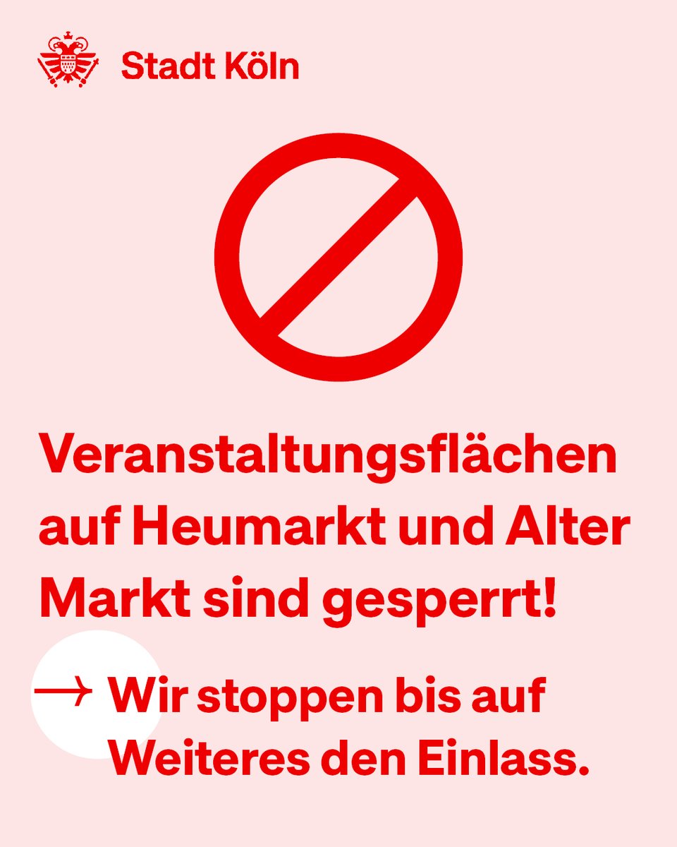 Es ist richtig voll in der Stadt. So voll, dass wir jetzt auch den Einlass für den Alter Markt schließen. Die Altstadt ist somit voll! Bitte beachtet, dass wir viele tolle Veedel haben, in denen Karneval gefeiert wird! Mehr Infos findet ihr auf karneval.koeln