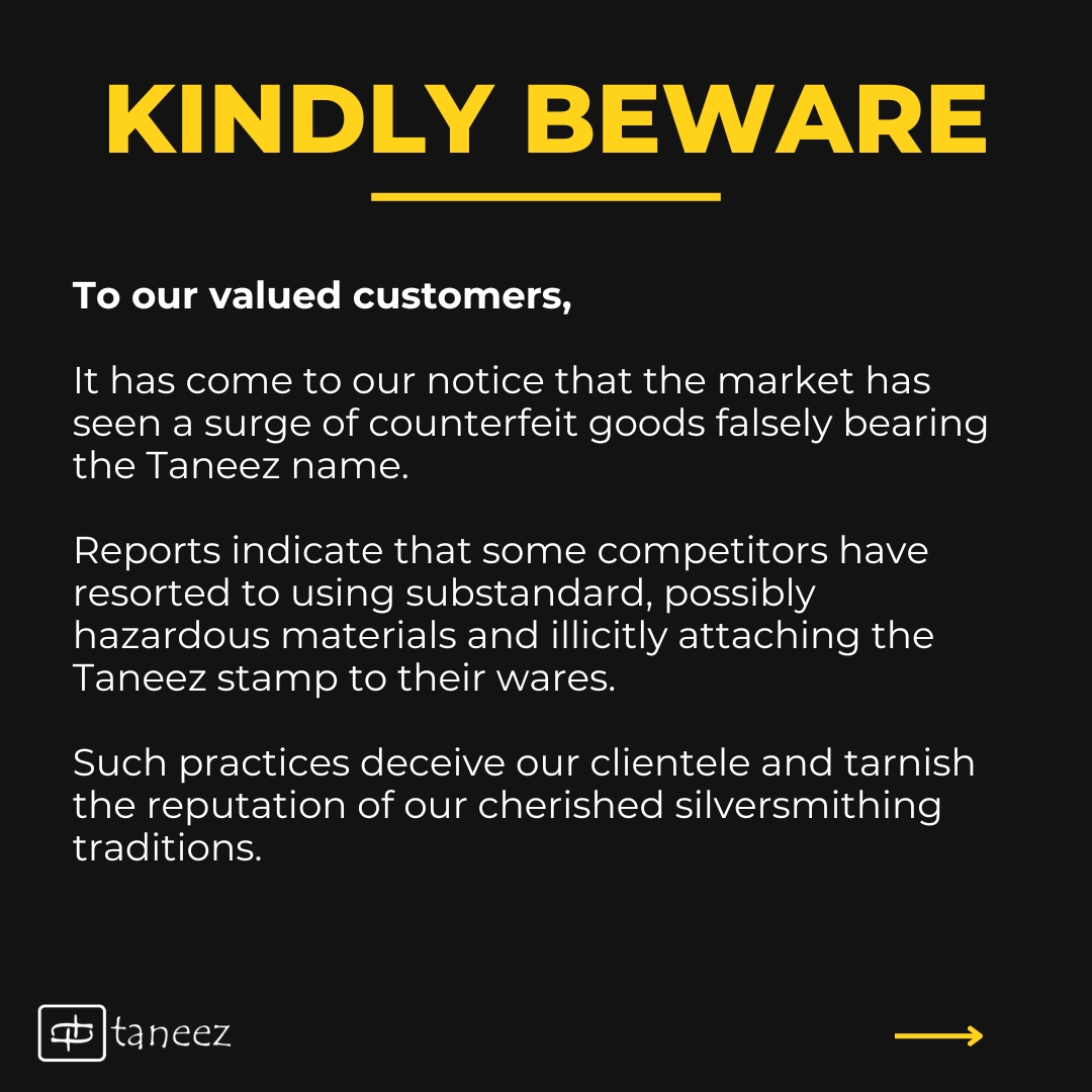 Taneez5's tweet photo. KINDLY BEWARE

To our valued customers,

We find ourselves compelled to bring to light a matter that is crucial to the integrity of the Taneez brand, an original venture envisioned and actualized by Mrs. Zeenat Saeed Ahmad (Late). https://t.co/t7I0OJNYDb