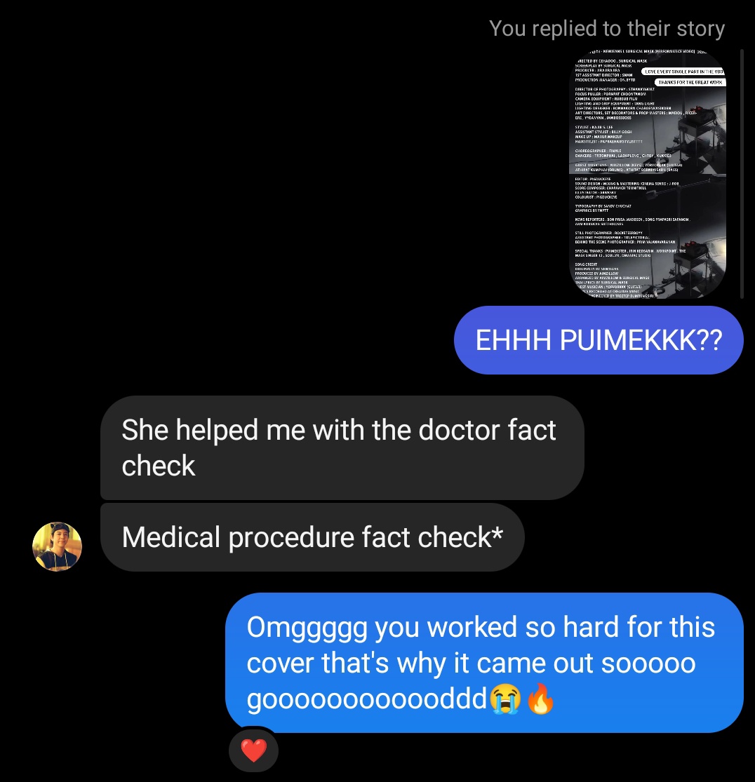 nextarkiss's tweet image. P'3rd even did medical procedure fact check with puim for ditto cover🥹 drama melayu can't relate 

#SurgicalMask 
#หน้ากากอนามัย
#TheMaskSinger12