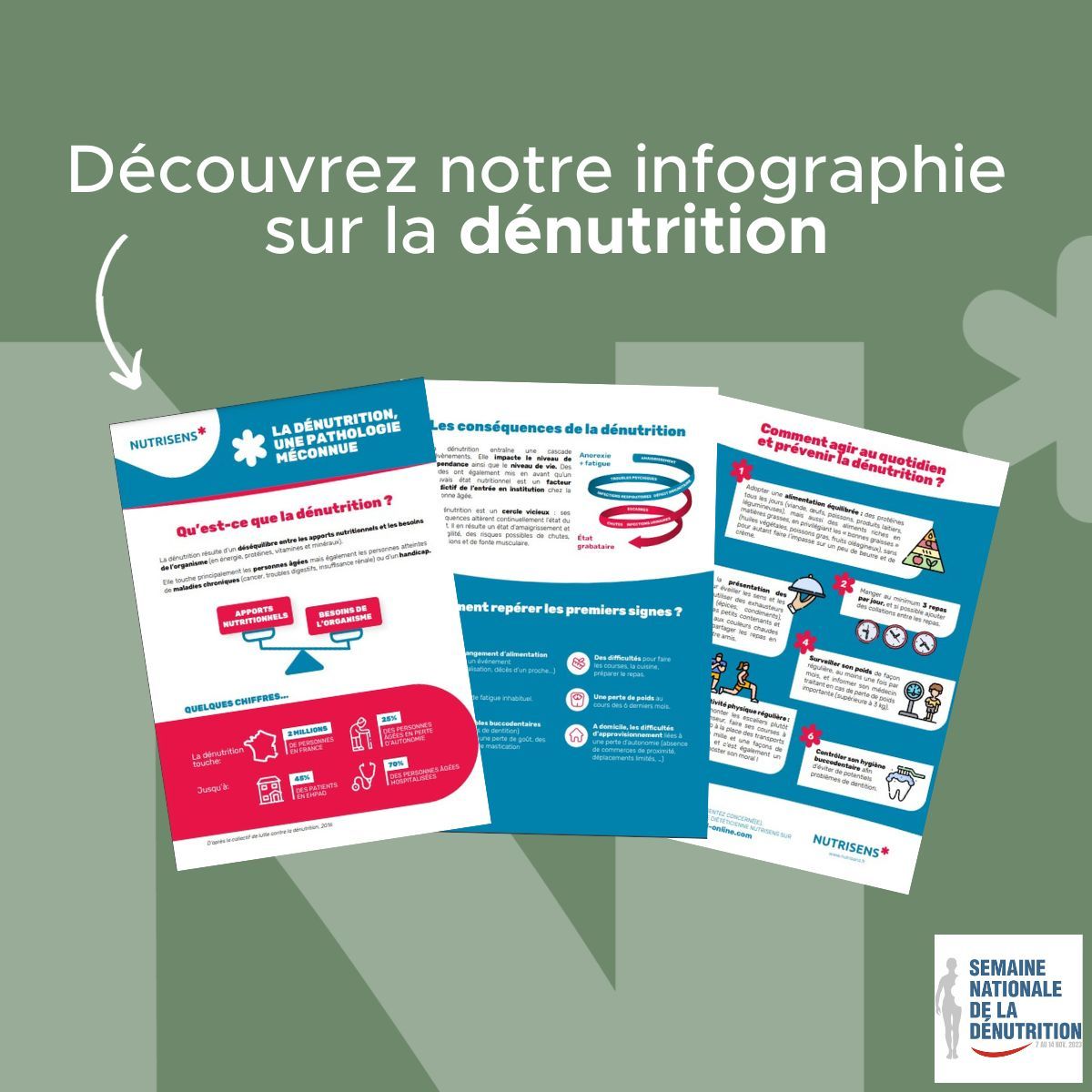 [Infographie semaine de la dénutrition]

Voici notre outil pour vous aider à partager avec vos équipes ce qu'est la dénutrition, comment la reconnaitre et la prendre en charge. 
Pour télécharger l’infographique c’est juste ici : nutrisens.com/vitalites/les-…

#denutrition