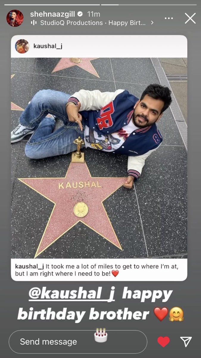 11 November 2023 Saturday post <a href="/ishehnaaz_gill/">Shehnaaz Gill</a>  #ShehnaazGill new Instagram story post new update <a href="/KaushalJoshi15/">Kaushal Joshi</a> Happy Birthday 🥳🥳🍰🎂💐🥳💜💜❤️❤️🎉🎉🎉 #WeLoveYouShehnaaz #SidNaaz 🌈