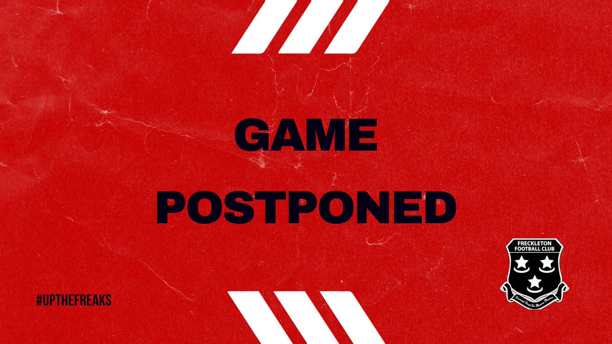 ❌ GAME POSTPONED ❌ 

Unfortunately today's away trip to @Galgatefc has been called off due to a waterlogged pitch 🌧

However our Reserves team are in action at the UCLan Sports Arena! Show the lads support this afternoon 🙌

#UpTheFreaks🔴⚫️