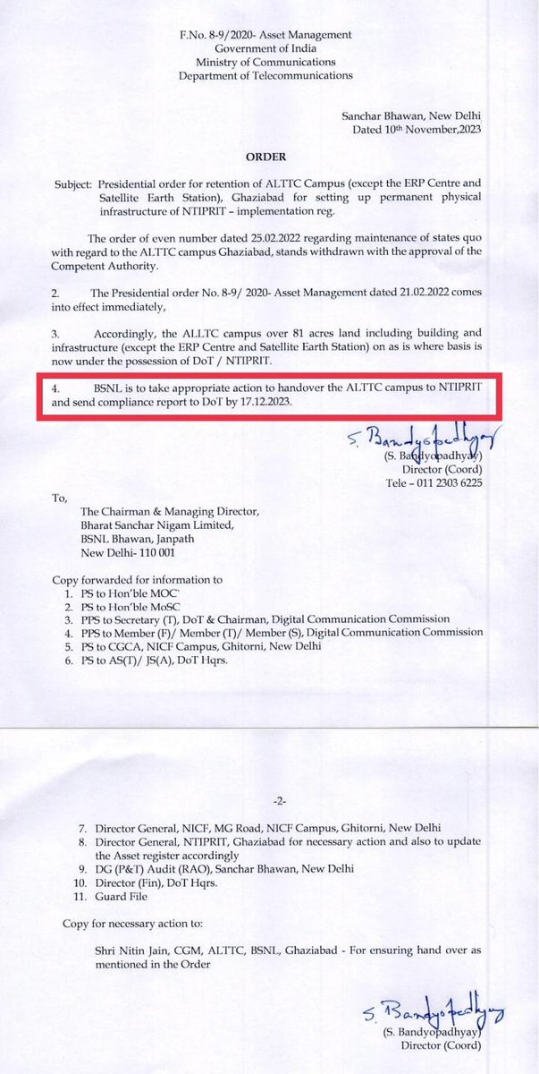 TiwarieeG's tweet photo. फायदा हुआ तो सरकार का, घाटा हुआ तो #BSNL का। 
81 एकड़ का BSNL का ट्रेनिंग सेंटर #ALTTC हथियाने का फरमान निकला है DoT को देने का
#BSNL में DoT की दखलंदाजी बंद होनी चाहिए। 
DoT के ITS भी नहीं चाहिए।
तानाशाही नहीं चलेगी।
#Save_ALTTC_BSNL
@BSNLwarriors123
@Naman_BKN
@dattadubile https://t.co/3dOBI2FOpq