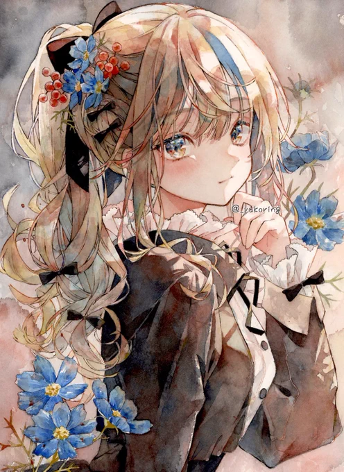 透明水彩*3色だけで塗りました#watercolor 