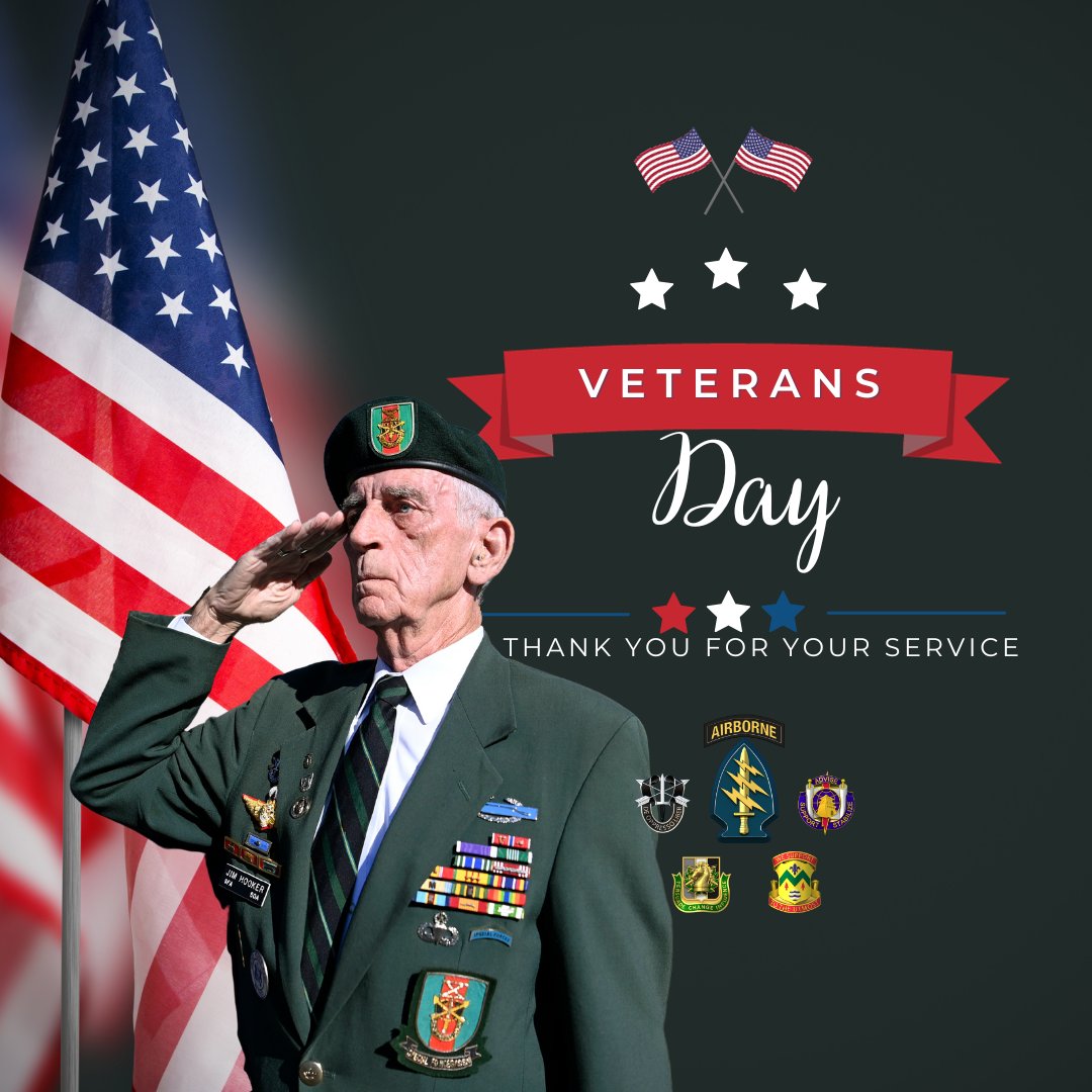 Today, we honor the bravery of all our veterans who served with courage and dedication. Your commitment to our Nation's freedom and security is admirable and honorable. Your legacy inspires us, and we all try to live up to it daily. Thank you! #VeteransDay2023