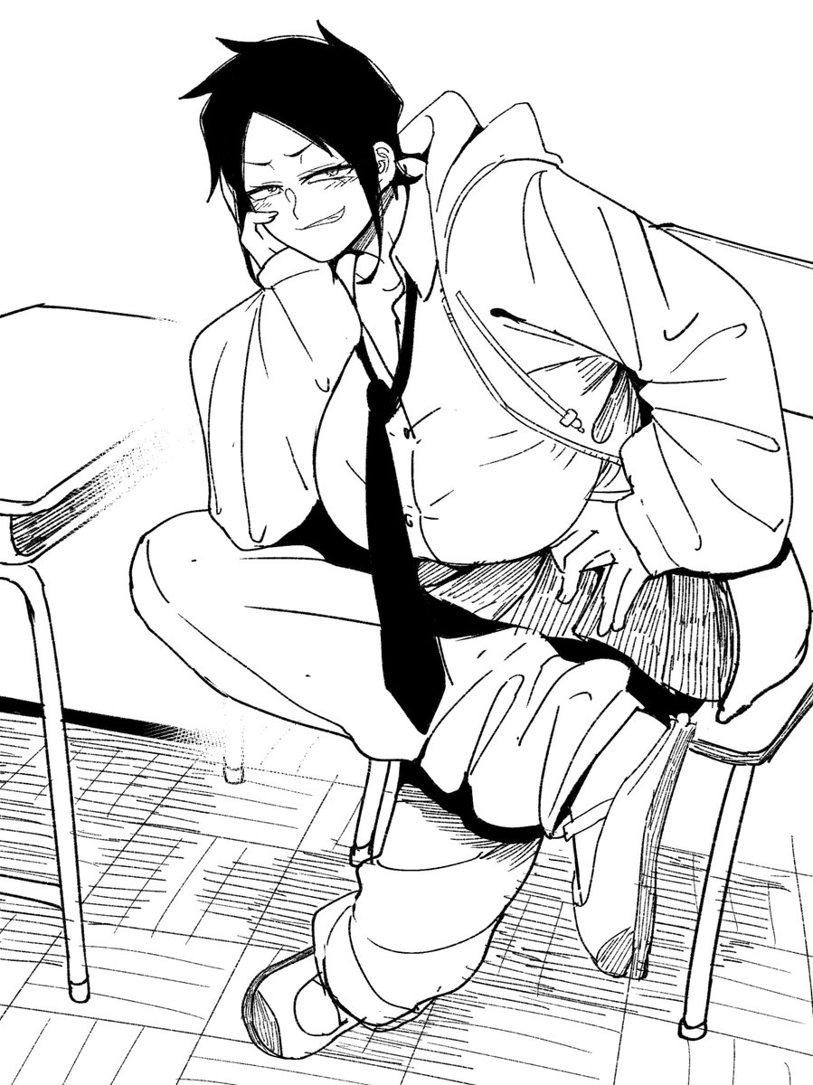 いつ描くか分からない次回同人のキャラデザ案。垂れ目三白眼スカートの下ジャージ幼馴染とのラブコメのつもり。 