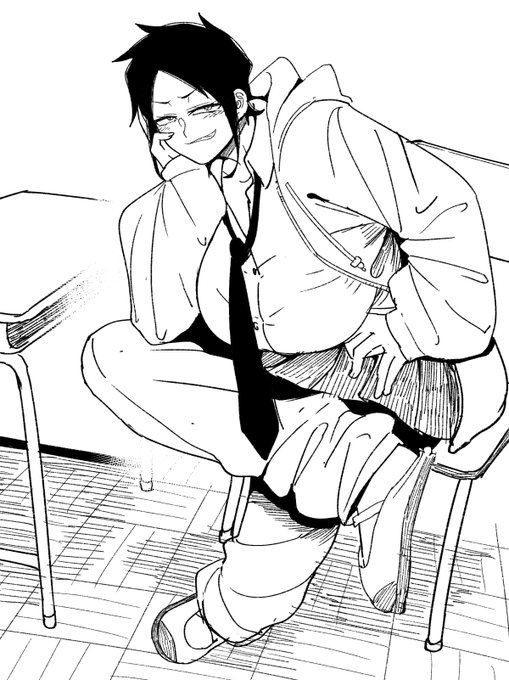 いつ描くか分からない次回同人のキャラデザ案。垂れ目三白眼スカートの下ジャージ幼馴染とのラブコメのつもり。 