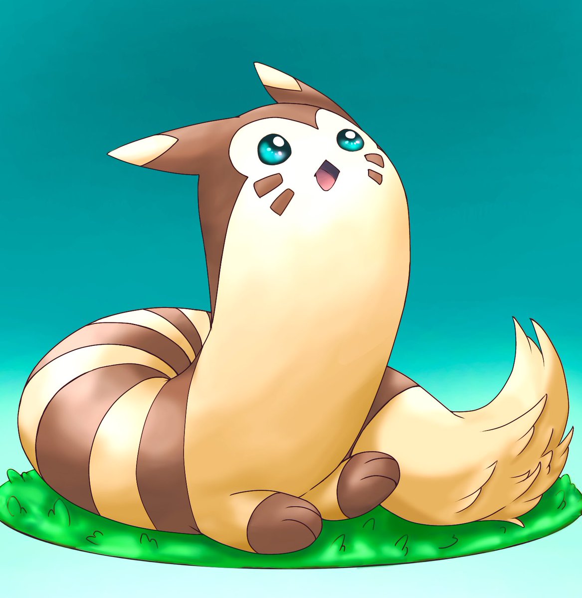 no humans pokemon (creature) solo looking up open mouth sitting grass  illustration images