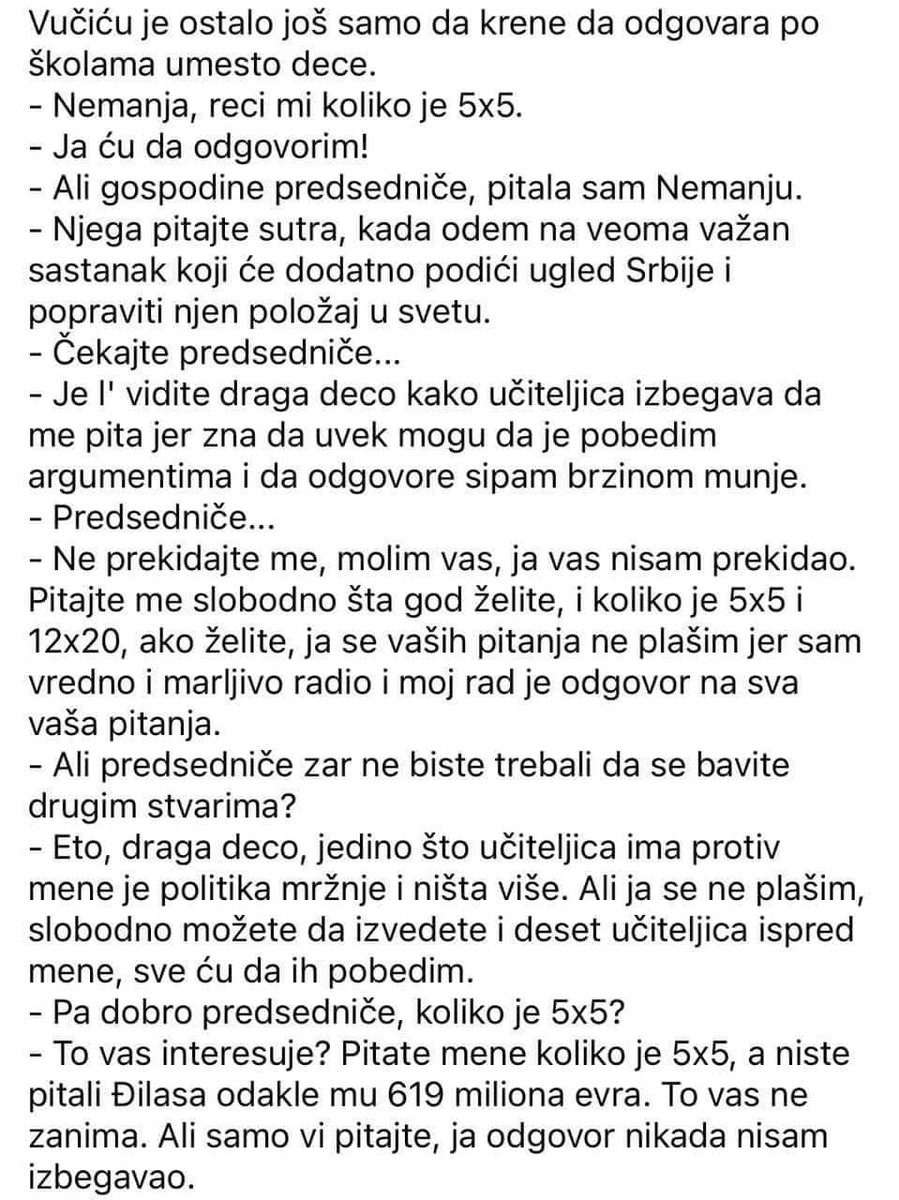 Preneto sa FB, ne znam čija je priča, ali je ilustrativna. 😊