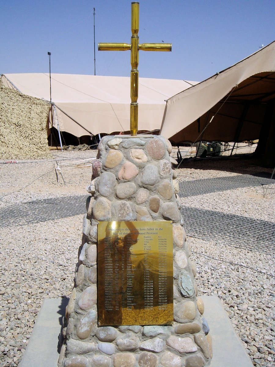 Once upon a time, the Memorial at Camp Bastion, had one plaque attached to it. It was surrounded by the tents of the colleagues whose names featured there. #lestweforget
