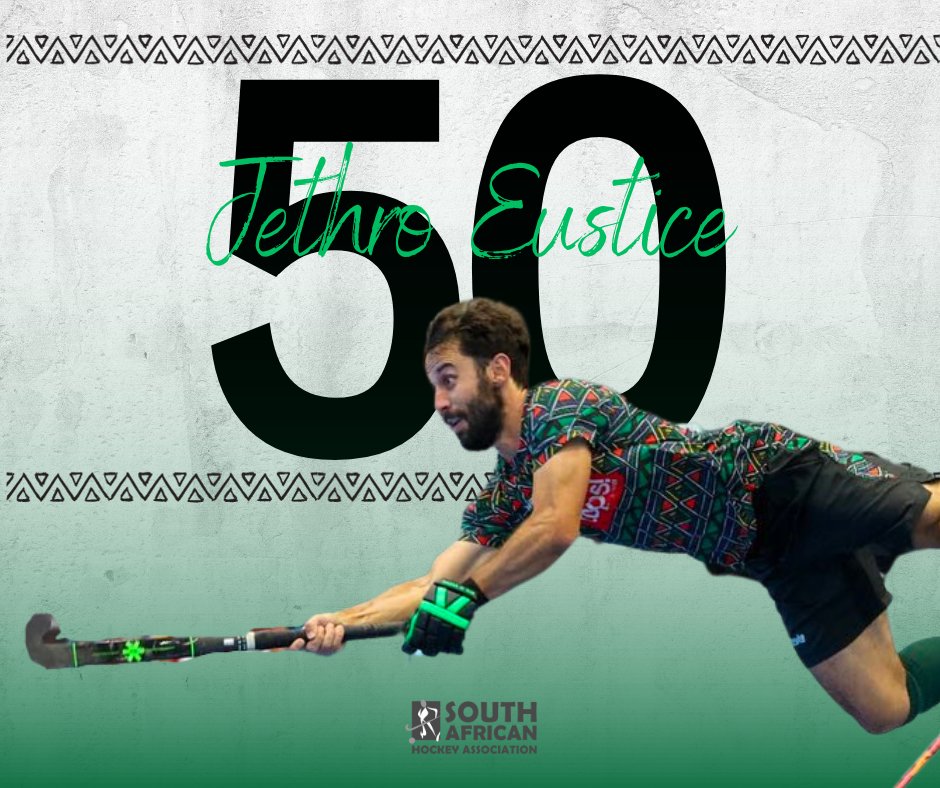 SA_Hockey's tweet photo. Today Jethro Eustice plays his 50th indoor hockey test for South Africa. He is the second man to achieve the milestone and the first to achieve the double of 50 in both indoor and outdoor (he has 171 outdoor caps). Congratulations to our number 21!
#Jet50 https://t.co/SXuIGTSLDI