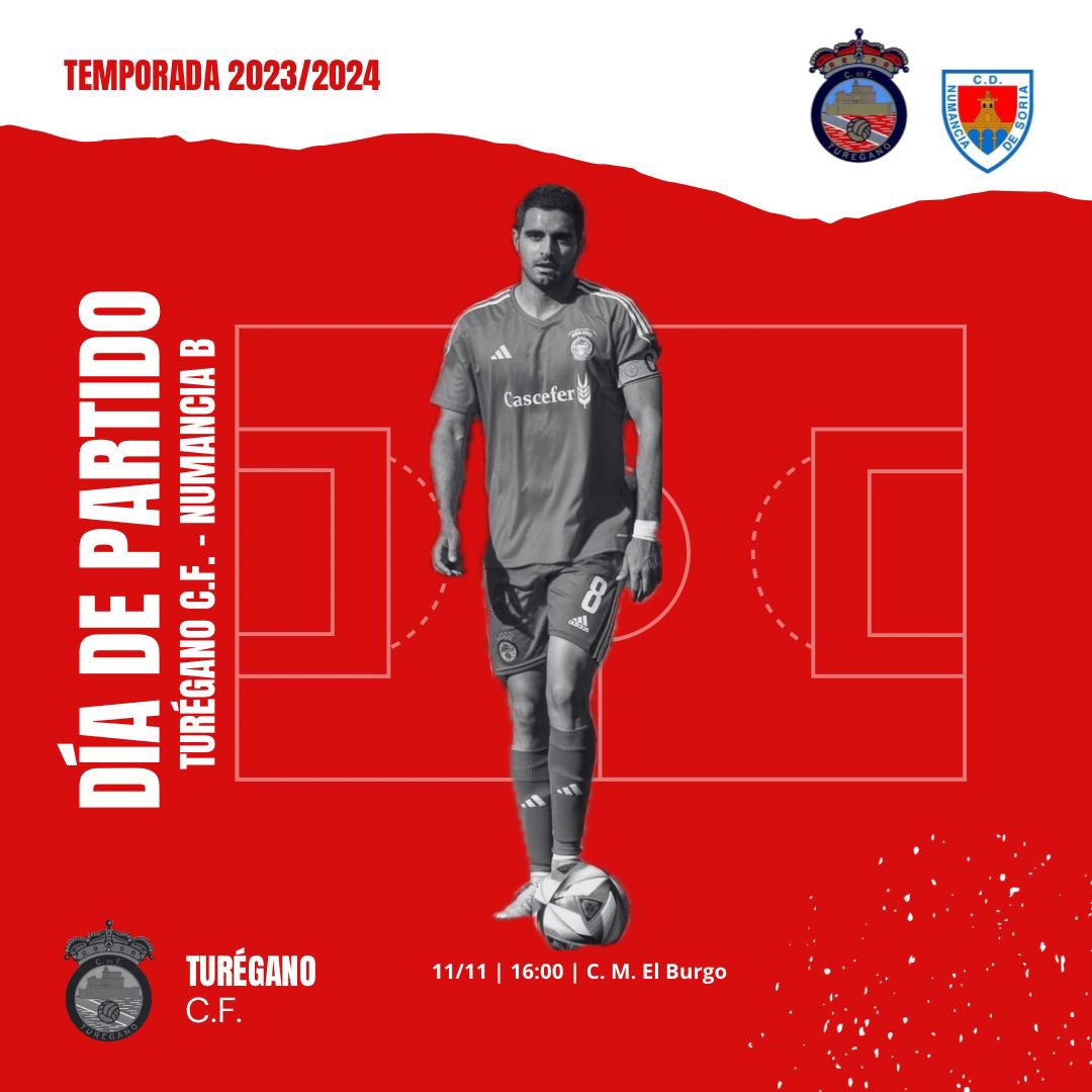 ♦️ 1ª Regional Aficionados ♦️ 

⚽️ JORNADA 9 ⚽️ 

📅 Sábado 11 
⏰ 16:00
🏟 C.M El Burgo 
🆚 <a href="/cdnumancia/">CD Numancia</a> 
📹 <a href="/CyLalTanto/">🇵🇸🔻Castilla y León al tanto🖤M.J.L.Z.🖤🇵🇸🇺🇦</a> 

◻️ Partido de calidad contra un rival contrastado en categorías superiores, con jugadores de calidad en lo que será una batalla. 

#TodoAlRojo #TureganoCF