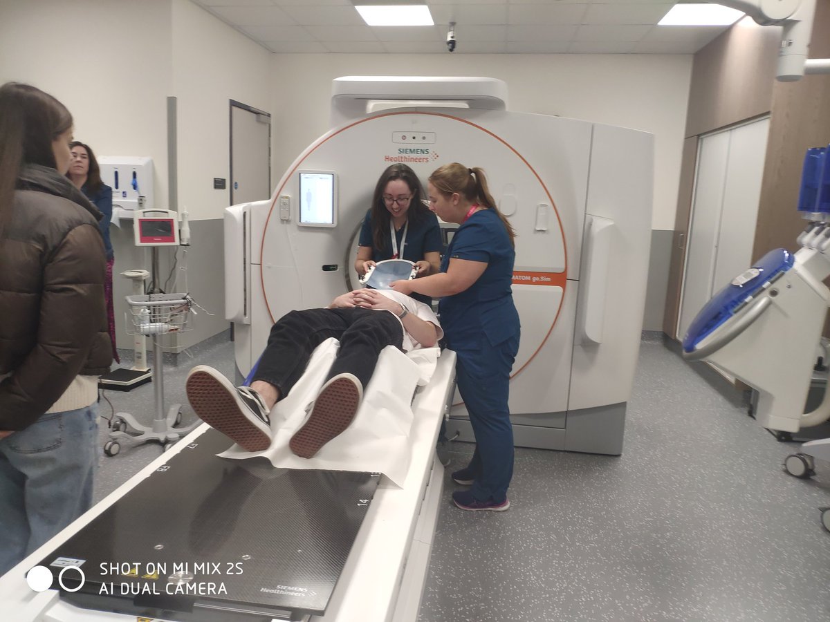 Our first Open Day to showcase the work of Radiation Therapists to 2nd level students in the West has begun. They will be shown all areas and given practical demonstrations. Here we have Rachel and Theresa showing how to make an immobilisation mask