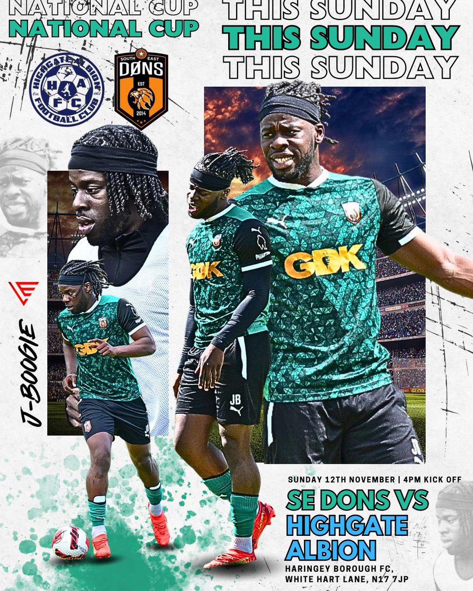 TOMOROW ‼️

👕Highgate Albion vs SE DONS
🏆 National Cup Round 2 
⏰ KO 4pm 
🧭 Harringey Borough FC, White Hart Lane, N17 7JP

Calling ALL Dons Family especially those local to North London! Tomorrow we need ALL your support. Come down &amp; support the Dons live #ANYTHING