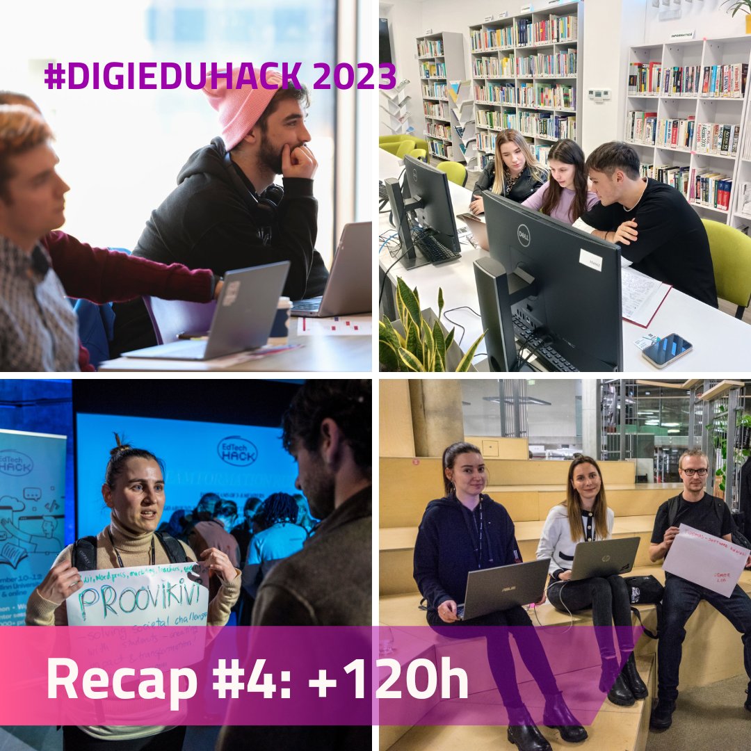 Well into the 6th of the @DigiEduHack 2023, here's a 📸 recap of last two days! ✨ 💻 Lots of #learning, innovating & solution-creating, while also having a good time, participants are making the most out of the #DigiEduHack adventure 🚀 #Hackathon #Education #Digital #DEAP