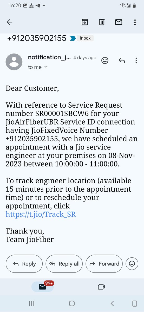 prashantve41171's tweet photo. Please someone tell me when this jio airfiber engineer will come. https://t.co/uHZNrEbrFL