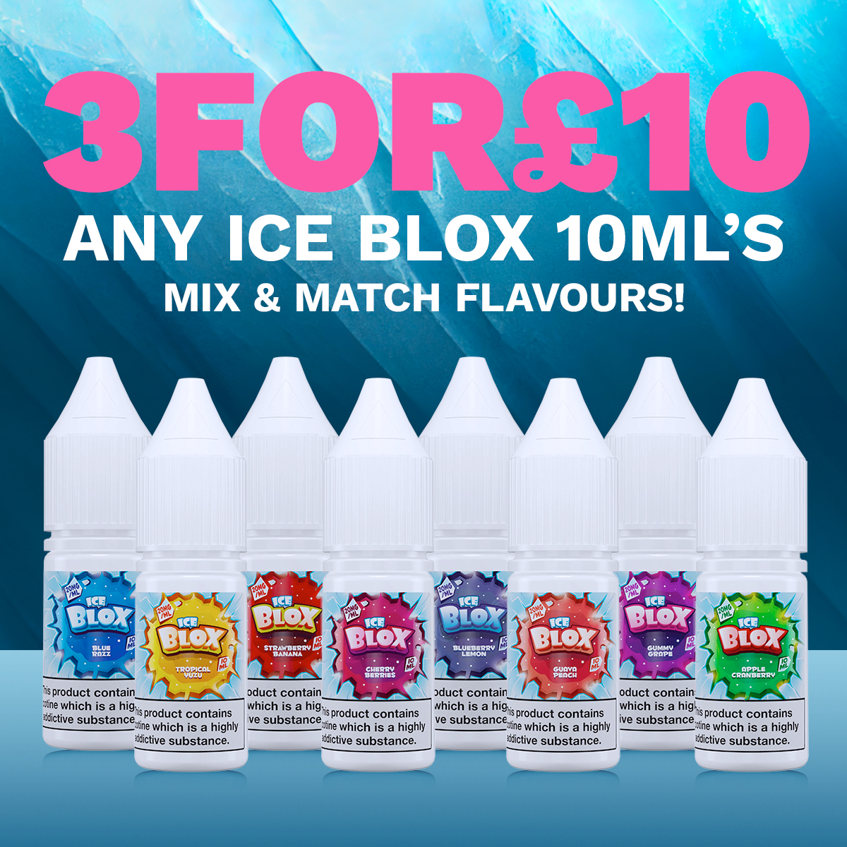 Ice Blox Eliquid, 100ML Short Fills