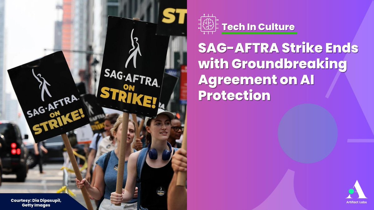 SAG-AFTRA strike ends as actors secure deal protecting them from AI threats. The tentative agreement includes compensation and consent provisions. Production to resume in 2024. #SAGAFTRA #AI #HollywoodStrike