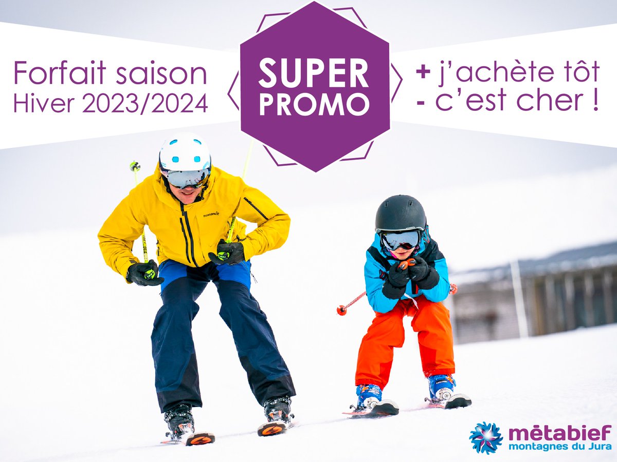 [BON PLAN]
Dépêchez-vous, il ne vous reste que quelques jours pour profiter du forfait saison ski alpin en super promo : -40% jusqu’au 15 novembre inclus !
Achetez votre forfait en ligne dès maintenant : station-metabief.com/fr/forfait-sai…