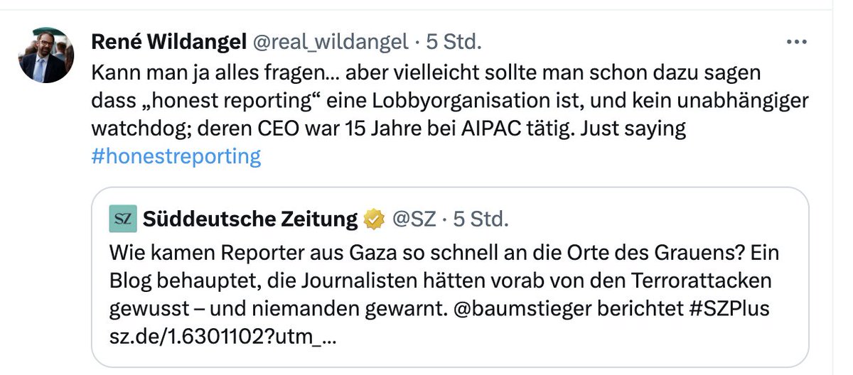 KarimAkramovic's tweet image. Dazu soll man sagen 👇🏿

#honestreporting ist eine Lobbyorganisation, kein unabhängiger watchdog;  CEO arbeitete 15 Jahre lang bei AIPAC...also Hasbara

#CeasefireNOW 
#StopTheGenocide 
#gaza