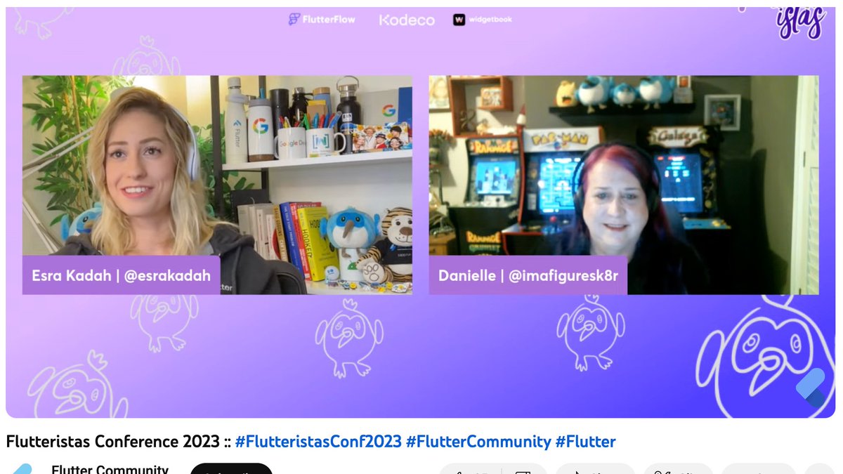 nlycskn's tweet image. #FlutteristasConf23 power team on camera 💪 💜💙🎉 

@esrakadah @imafiguresk8r @ManuSakuraRo @valerianagit 

Livestream -&amp;gt; youtube.com/watch?v=9UAOMz…