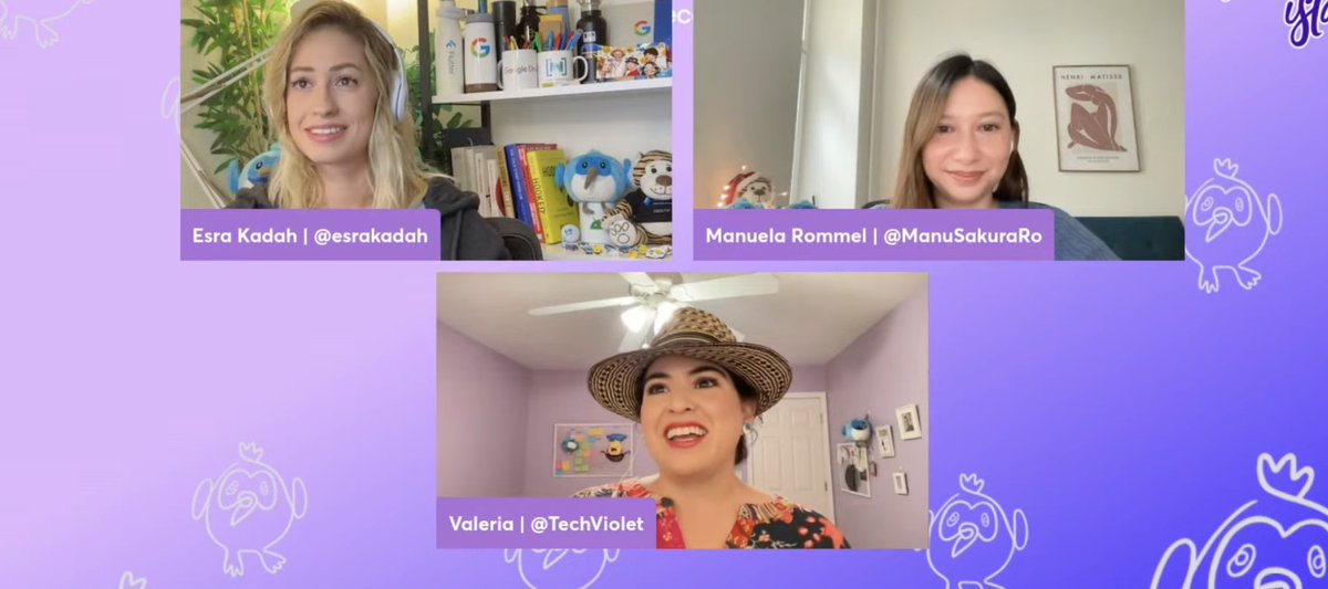 nlycskn's tweet image. #FlutteristasConf23 power team on camera 💪 💜💙🎉 

@esrakadah @imafiguresk8r @ManuSakuraRo @valerianagit 

Livestream -&amp;gt; youtube.com/watch?v=9UAOMz…