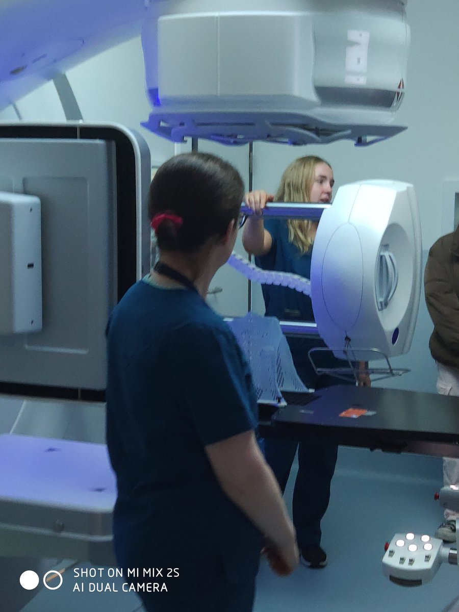 We now have Leanne and Maeve showing the Linac and explaining treatment