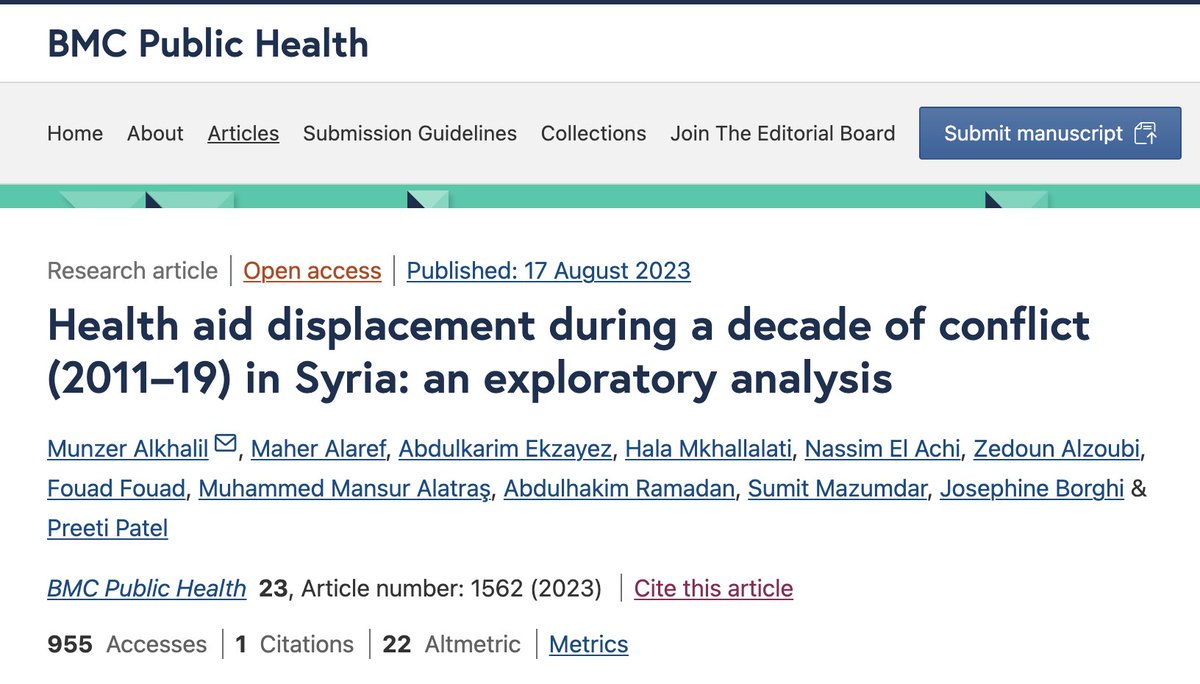 Syria Public Health Network (@healthsyria) on Twitter photo Thanks to <a href="/MadaniyaNetwork/">Madaniya</a> & <a href="/UKSyriaRep/">Ann Snow</a> for hearing #Syrian civil society voices on #health & #humanitarian priorities among other topics
<a href="/AlkhalilMunzer/">Munzer Alkhalil</a> & <a href="/kareemekzayez/">Abdulkarim Ekzayez</a> highlighted recent <a href="/R4HSSS/">R4HSSS</a> #research exploring #health #aid:
doi.org/10.1186/s12889… Thanks to <a href="/MadaniyaNetwork/">Madaniya</a> & <a href="/UKSyriaRep/">Ann Snow</a> for hearing #Syrian civil society voices on #health & #humanitarian priorities among other topics
<a href="/AlkhalilMunzer/">Munzer Alkhalil</a> & <a href="/kareemekzayez/">Abdulkarim Ekzayez</a> highlighted recent <a href="/R4HSSS/">R4HSSS</a> #research exploring #health #aid:
doi.org/10.1186/s12889…