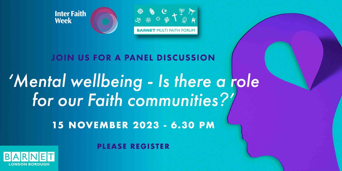 Join us this Wednesday as we discuss Mental Wellbeing and the role of our Faith communities. Great opportunity to share and network. Register bit.ly/Interfaith-BMF… #interfaith #barnet