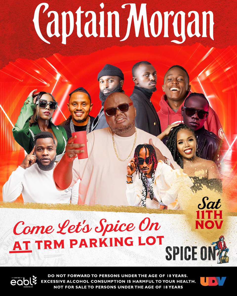 @its_dk1 @18uif let's join @CapMorganGoldKe at the TRM Parking Lot,Nairobi,today to get the amazing #SpiceOn experience as #CaptainMorganKe does their new pack unveil. Buy 750 ml/250 ml from ke.thebar.com to get a ticket,Gates open at 2 PM.Flavorful & Delicious taste