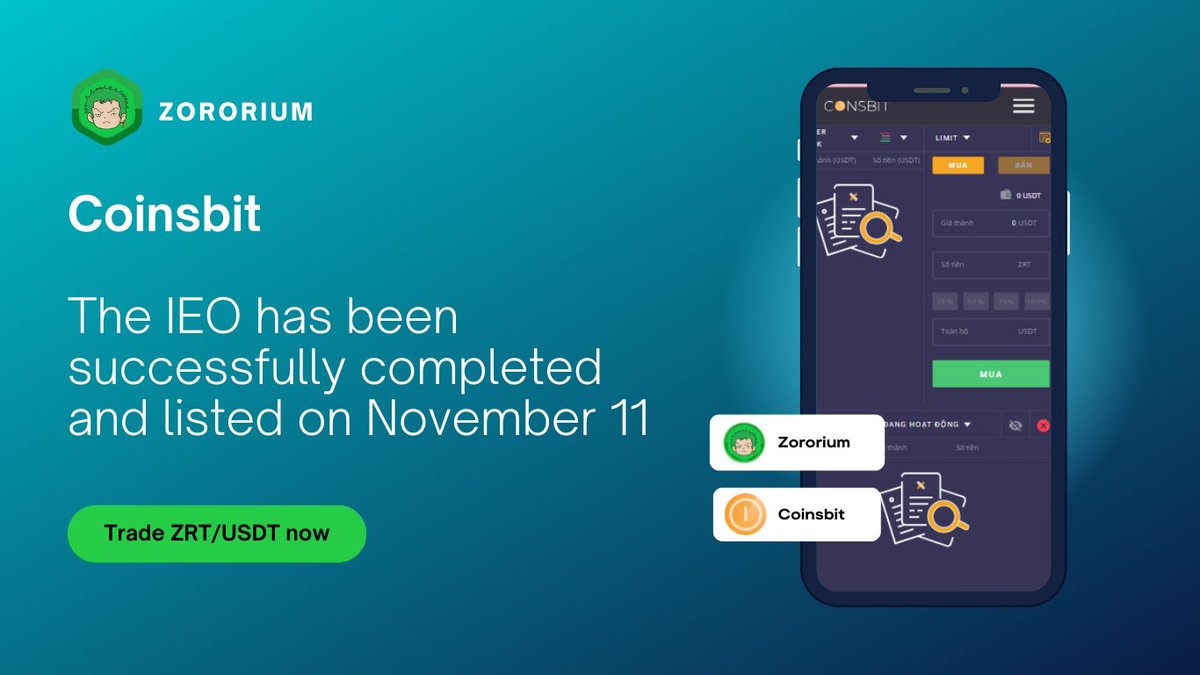JToman0x's tweet image. 💲 Coinsbit: The IEO has been successfully completed and listed on November 11, 2023.

🔗 Trade ZRT/USDT now: coinsbit.io/trade/ZRT_USDT

🔥 Why choose ZRT on Coinsbit?
✅ Reach the pinnacle of liquidity.
✅ Experience excellent trading.
✅ Dive into the thrilling world of price