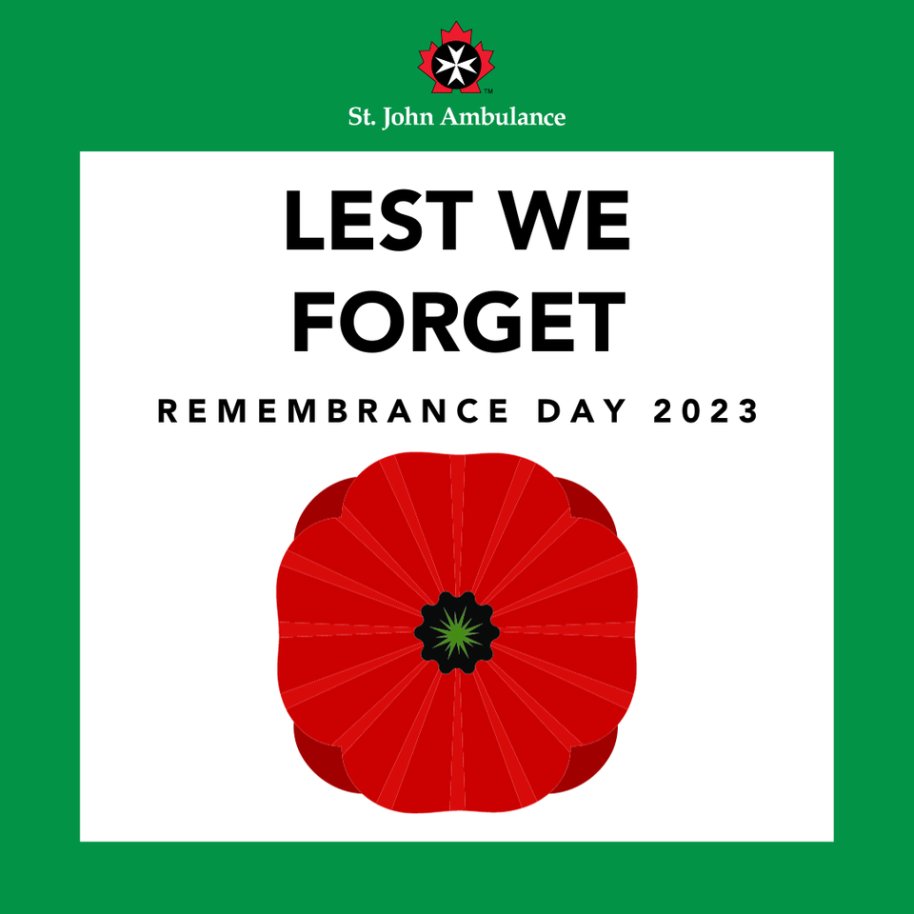 SJA_NL's tweet photo. Lest we forget. Today we proudly honour the countless men and women that served and fought so hard for our freedom. Let us never forget their sacrifice. 

#RemembranceDay #VeteransWeek #WeRemember #StJohnAmbulance https://t.co/ledLzPrO6g