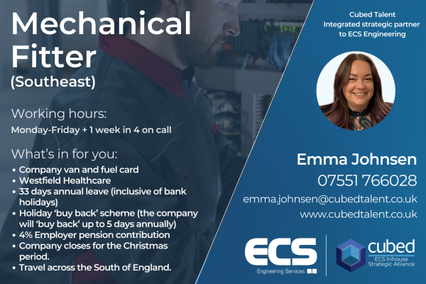 We are now recruiting for a Mechanical Fitter in the South East! ✨
If you’re interested in learning more or have any questions, please don’t hesitate to contact Emma Johnsen:

📞 07551766028 or at emmaj@cubedtalent.co.uk

#mechanical #mechanicalfitter #recruitment