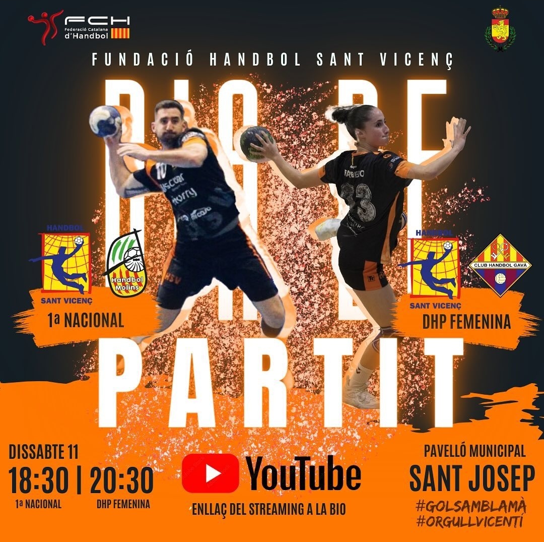 Maikel_Nunyez's tweet photo. #GameDay
🏆 1a Nacional - Grupo D - J. 9
🏆 División de Honor Plata - J. 8
📍 Pavelló Municipal Sant Josep. (Sant Vicenç dels Horts)
📅 11/11/23
🆚 @HandbolMolins
🆚 @Clubhandbolgava
🕒 18:30 h
🕕 20:30 h
📺 YouTube @HandbolStVicenc
#handbol #golsamblama #CrearYConstruir https://t.co/sPBEtgVuPG