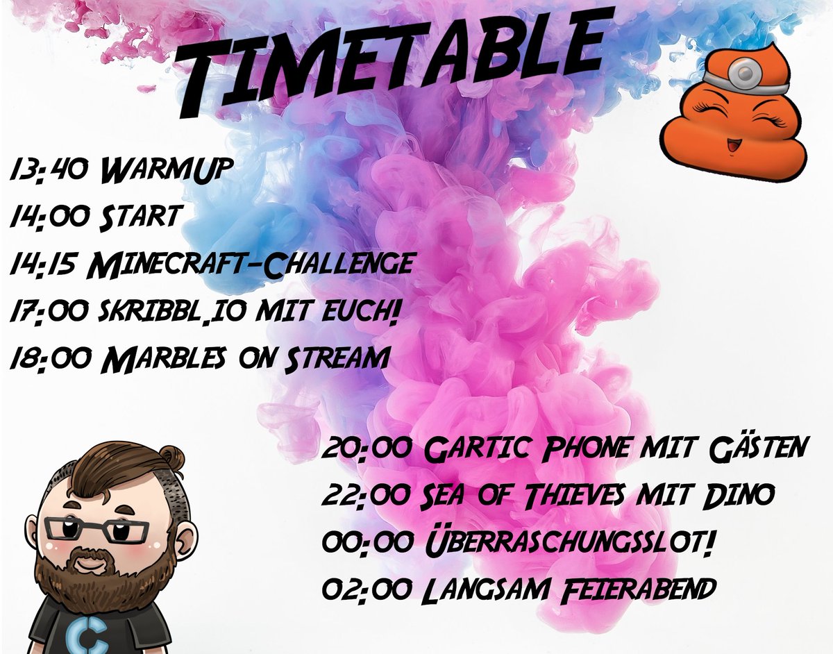 Das Programm für heute! Freue mich auf meine Gäste:
<a href="/ThorynD/">🫶🏻🎃🍁🐺Thoryn_derHexer 🐺🍁🎃🫶🏻</a>           
<a href="/StirioLP/">Stirio</a> 
<a href="/mariomacellaio/">Mario Macellaio</a> 
<a href="/HamilkarGaming/">Joey // MDVAL</a> 
<a href="/LumenMilites/">Lumen</a> 
<a href="/Glenkor_/">Joshua 🎬</a> 
<a href="/SirErzor/">🎼SirErzor🎶 🧭🏕️</a> 
<a href="/Kuhnerbaste/">Kuhnerbaste</a> 
<a href="/ThEJokka/">ThE_Jokka</a> 
Liiiiin
DinosaurierTV