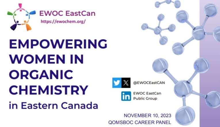 EWOC Eastern Canada hosted their first in-person event at QOMSBOC 2023 in Montreal! Thank you to our wonderful career panelists and to @danithechemist for a great talk! See LinkedIn to learn more: linkedin.com/posts/juliette…