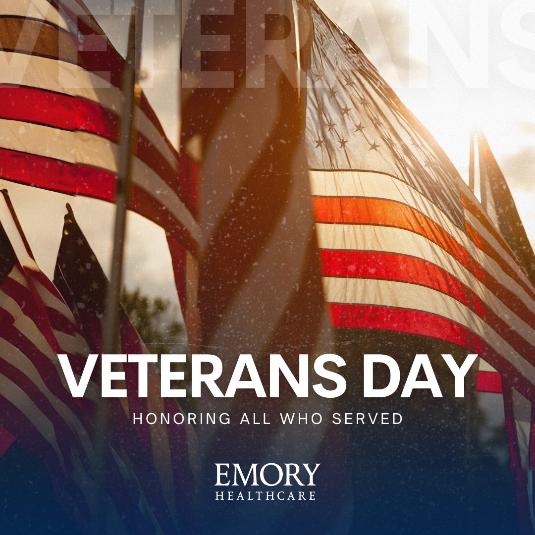 Today on #VeteransDay we honor the service of our veterans. To learn more about the Emory Healthcare Veterans Program and our commitment to veterans and the military community, please visit emoryhealthcare.org/centers-progra… #VeteransDay2023