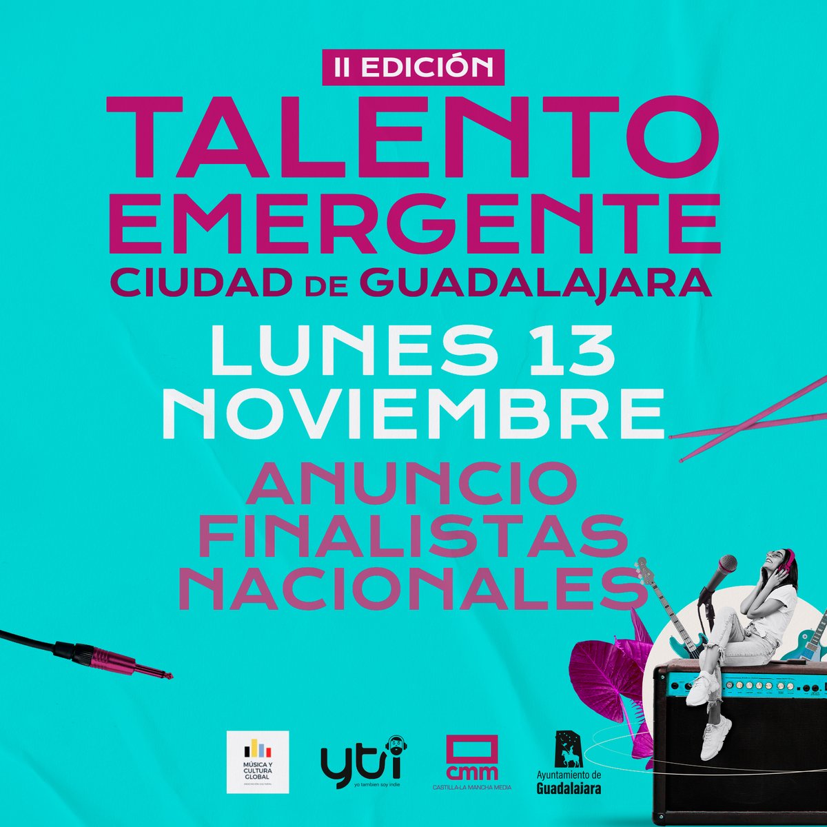 🔥👉El lunes a las 11.00 horas anunciamos a los 4 finalistas de la segunda edición del concurso 'Talento Emergente Ciudad de Guadalajara'. 👉¡Mucha suerte! #TalentoEmergenteGuadalajara #concursodebandas #TalentoEmergenteGu @GuadalajaraAyto @CMM_es @RadioCLM_es @juansoloradio