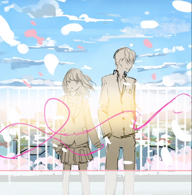 ほんとは男女カプ絵を描きたいんだけどぐっと堪えてる的なラフ 
