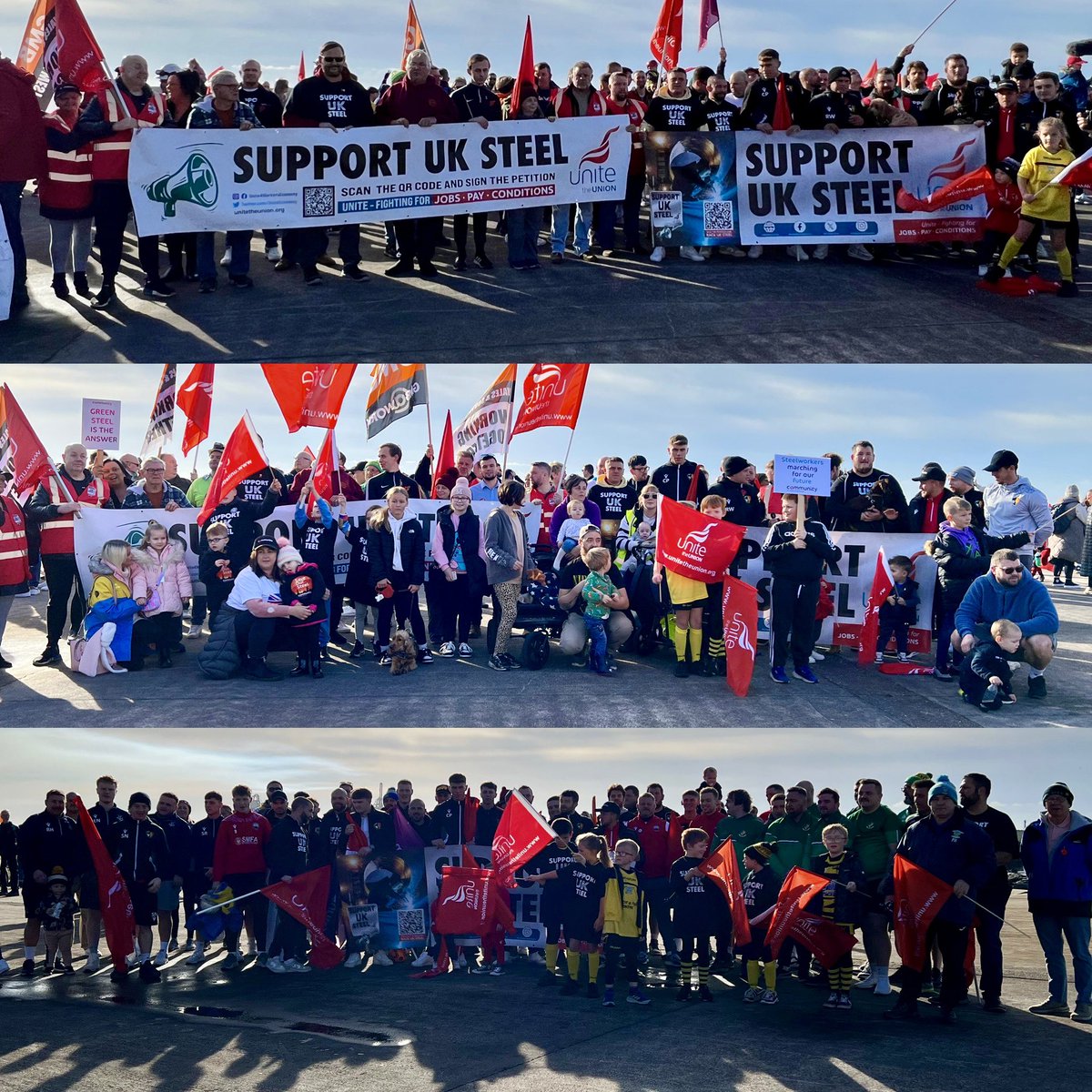 Steelworkers and local Sports Clubs have come out in huge numbers in Port Talbot this morning.

It’s clear that <a href="/unitetheunion/">Unite the union: join a union</a> and the people of Port Talbot are united together in the fight to #SaveUKSteel. 

We need action, we need the workers plan for steel.

#SaveOurSteel
