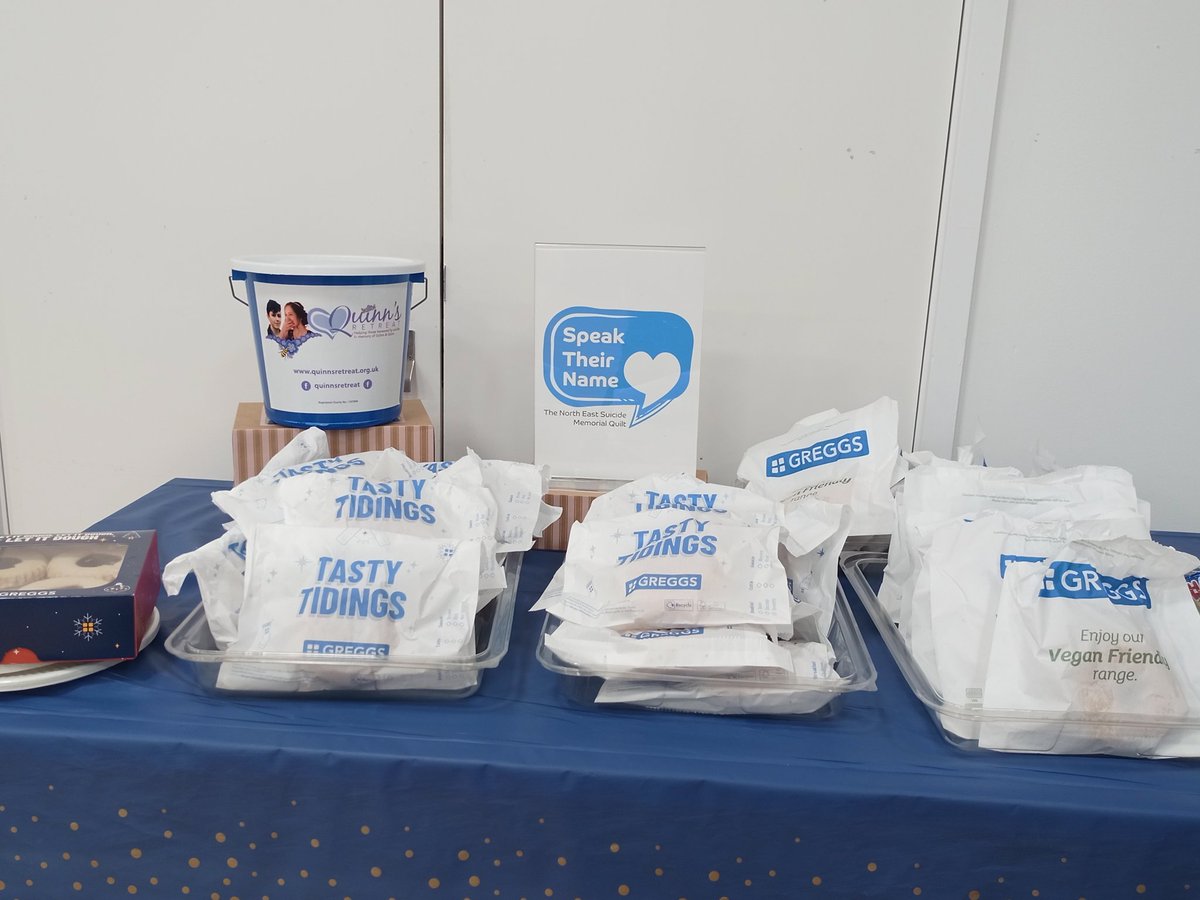 Thanks to <a href="/GreggsOfficial/">Greggs</a> for the donation of sweet treats to go with the launch of The North East Speak Their Name memorial quilt today at Newcastle City Library #suicideawareness #speaktheirname